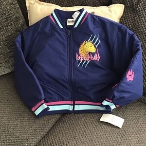 Vibrant Blue Kids Jacket with Leopard Graphic